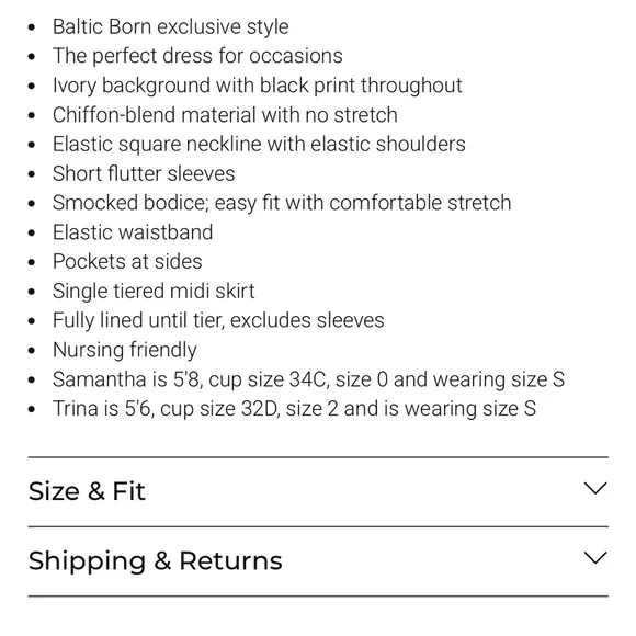 NWT Baltic Born Cassie Smocked Midi Dress - Picture 3 of 4